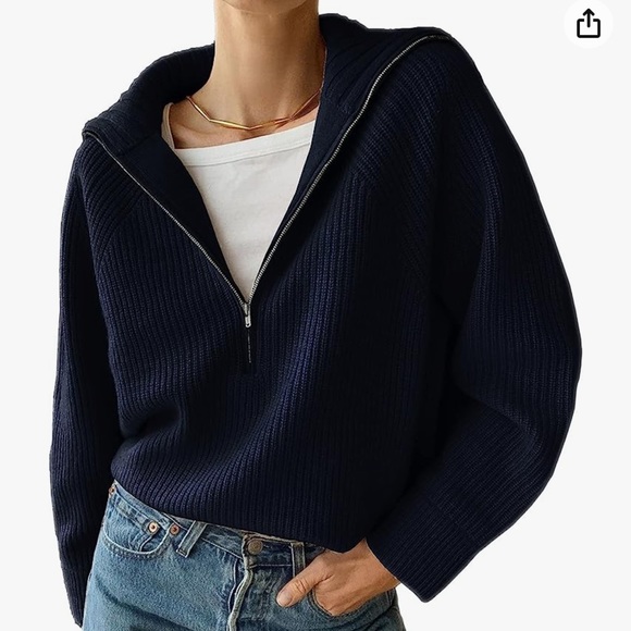 Amazon quarter zip navy sweater - Picture 2 of 4